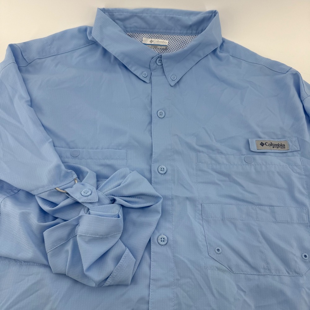 Columbia PFG Bahama II Fishing Shirt Mens XXL Blue Long Sleeve Omni-Shade FM7253